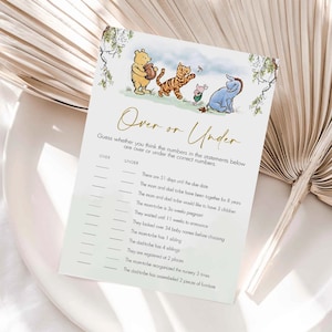 Winnie de Pooh-spel voor over of onder douche, klassieke Winnie de Pooh-babyshowergames, bewerkbare Winnie de Pooh-babyshowergame #CWG
