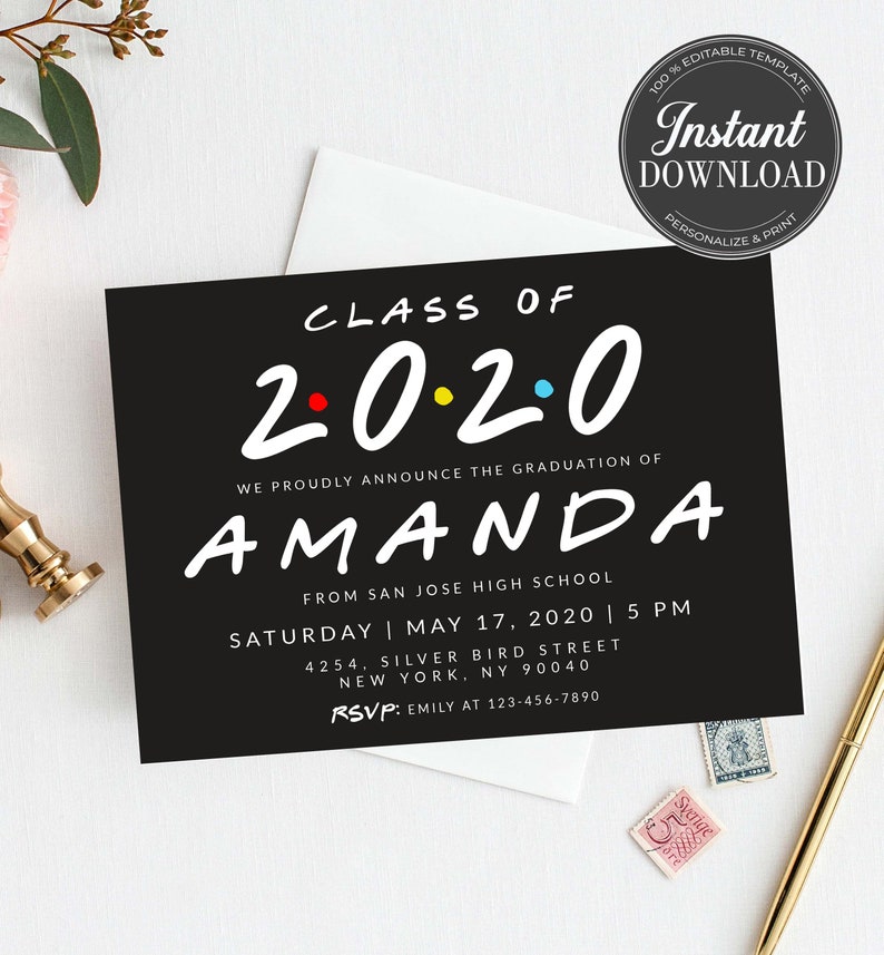 Friends Themed Graduation Invitation Template Graduation | Etsy
