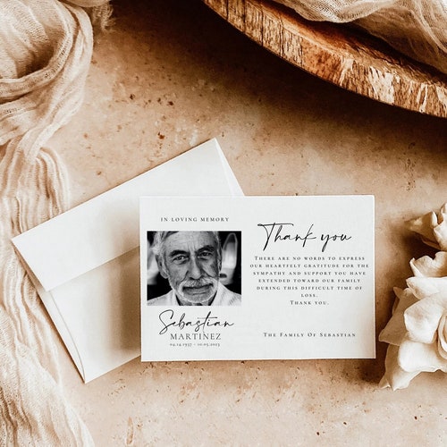 Minimal Funeral Thank You Card Template, Memorial Card, Editable Memorial Service Template, Celebration of Life Thank You #FNRL