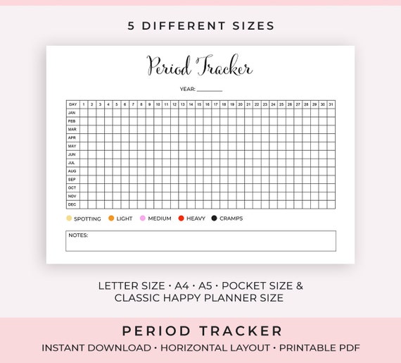 Period Tracker Menstrual Cycle Tracker Printable Menstrual ...