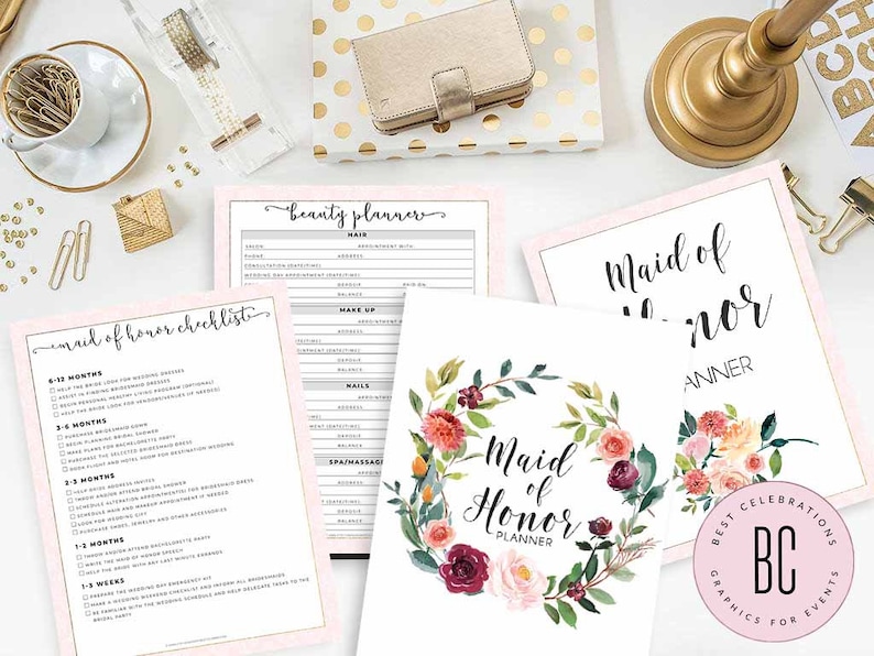 Maid of Honor Planner, Wedding Planner Printable, Bridesmaid Planner, Will You Be My Maid of Honor, PDF, DIY Notebook , PDF Download image 3