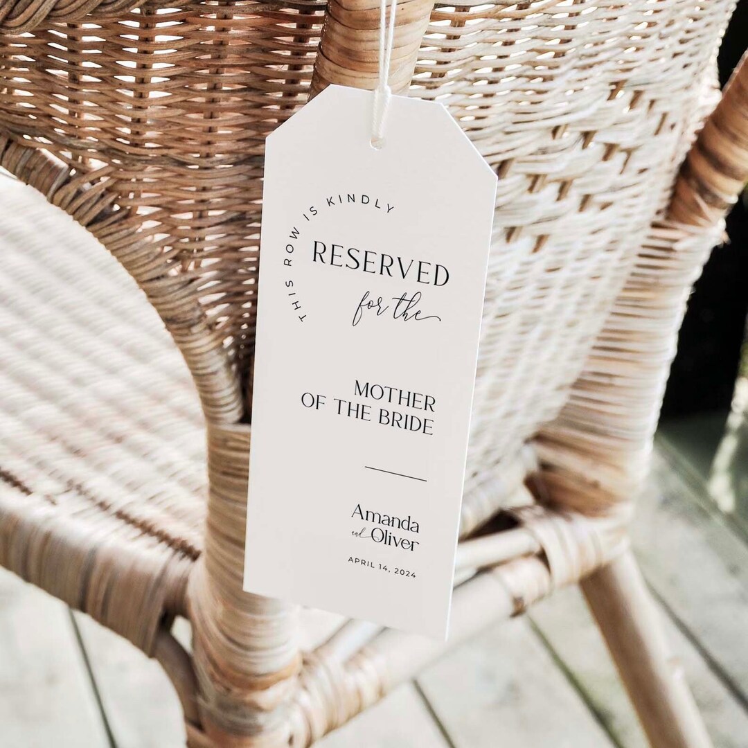 Minimal Wedding Reserved Seating Template Modern Printable - Etsy