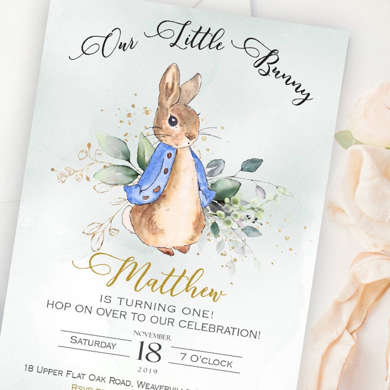 Peter Rabbit Birthday Invitation Printable 1st Birthday - Etsy
