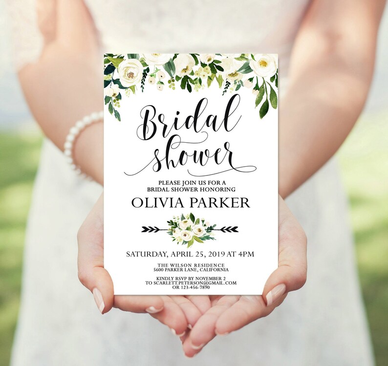 Editable Template Bridal Shower Invitation Floral Bridal Shower Invitation BC-S01 Bridal Shower Invitation