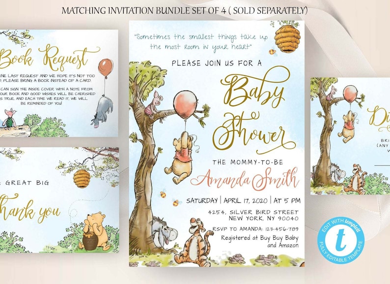 Winnie the Pooh Baby Shower Sign Classic Winnie the Etsy