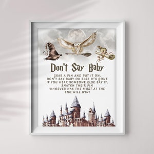 Don't Say Baby Zeichen, Zauberer Babyparty, Don't Say Baby Spiel Zeichen, Zauberschule Babyparty, #WZ