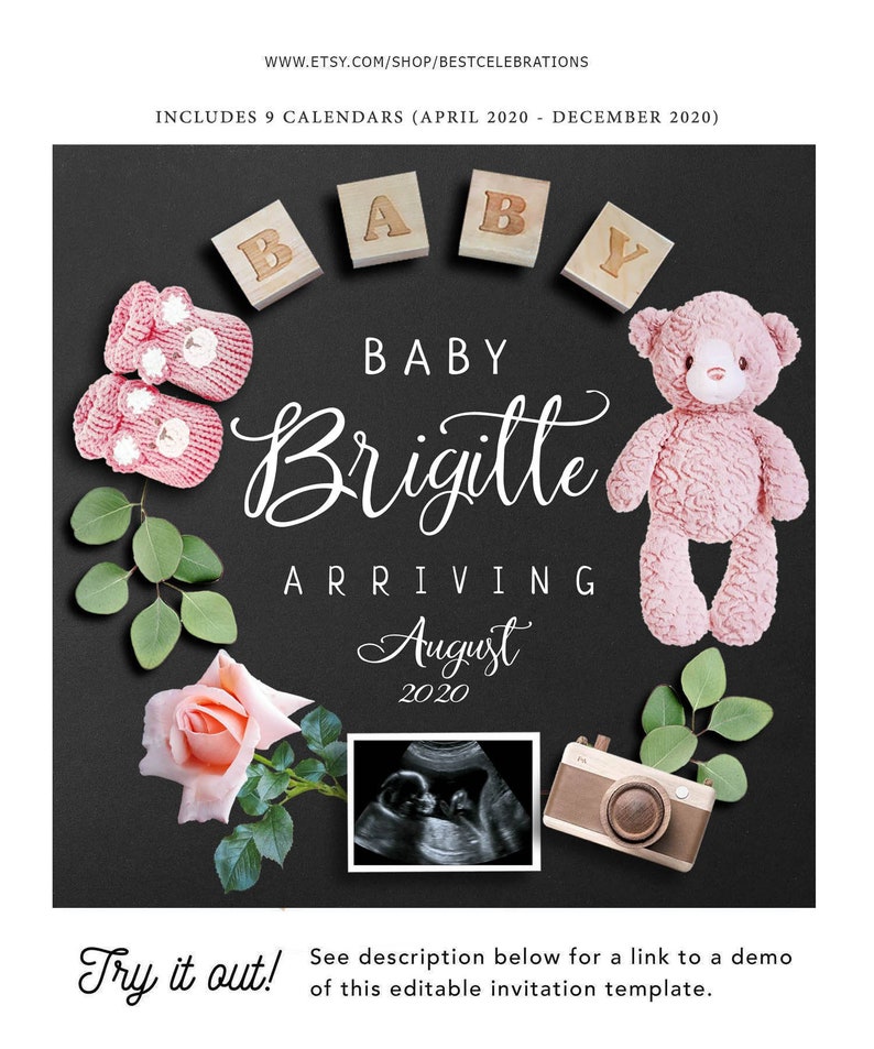 Download Editable Bear Pregnancy Announcement Baby Announcement | Etsy