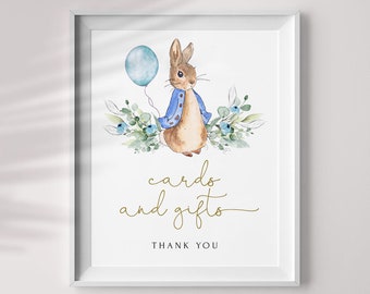 Peter Rabbit Cards and Gifts Table Sign , Gender Neutral  Sign , Party Sign Decorations, 8x10 Jpeg and Pdf, Baby Shower  #PR