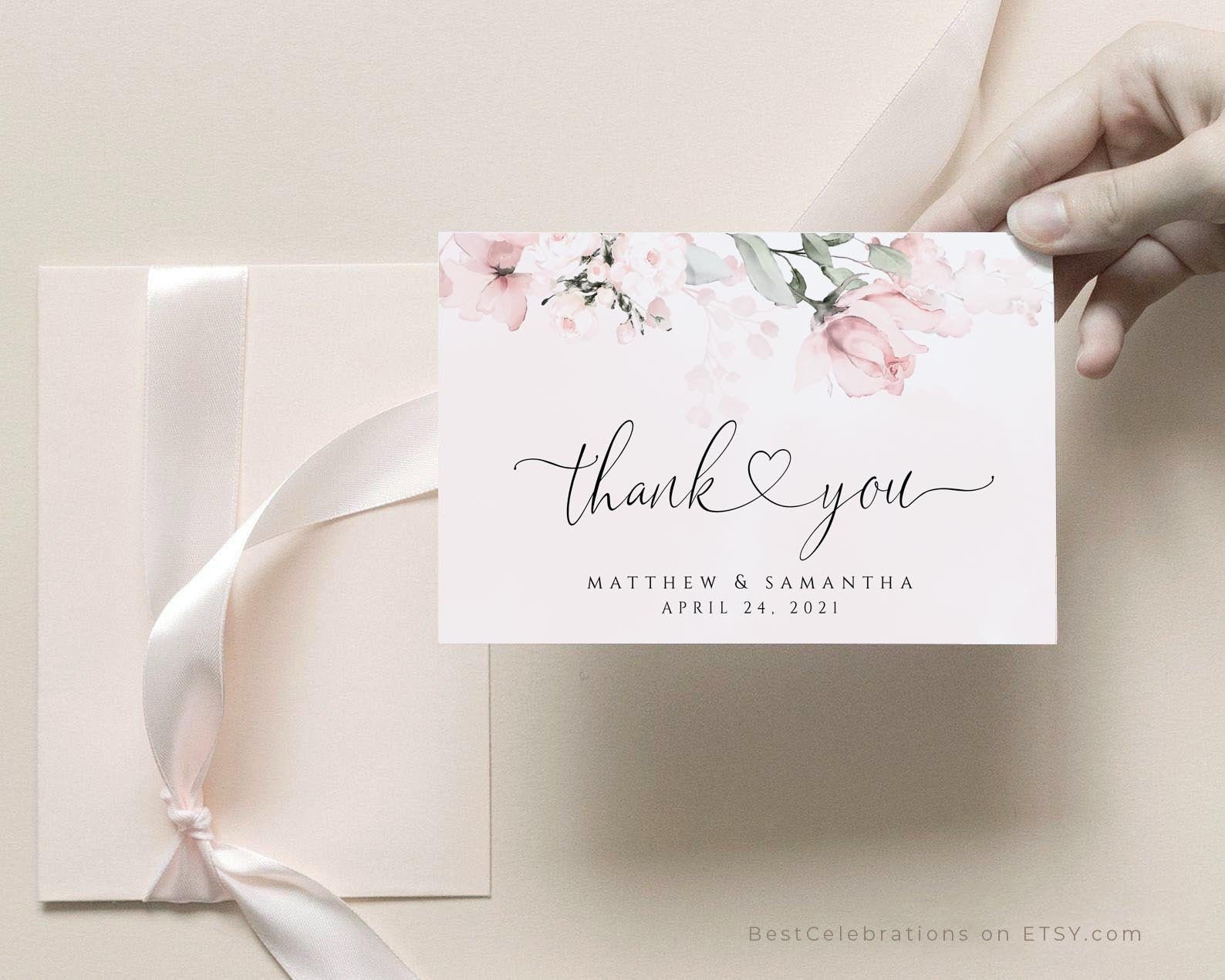 ROSA Floral Thank You Card Printable Watercolor Thank You - Etsy