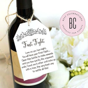 EDITABLE Marriage Milestone Wine Basket Tags A year of first Wine Gift Basket Tags Bridal Shower Gift Wedding Gift Wine Labels image 4