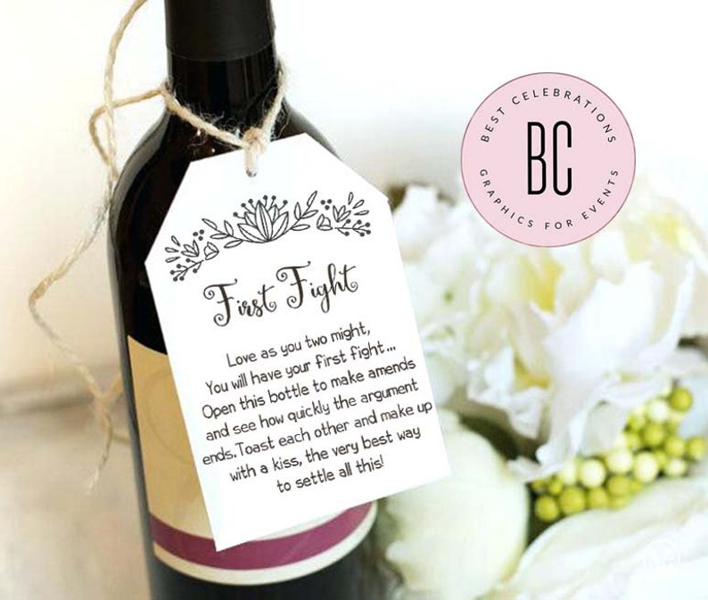 EDITABLE Marriage Milestone Wine Basket Tags A year of first Wine Gift Basket Tags Bridal Shower Gift Wedding Gift Wine Labels image 4