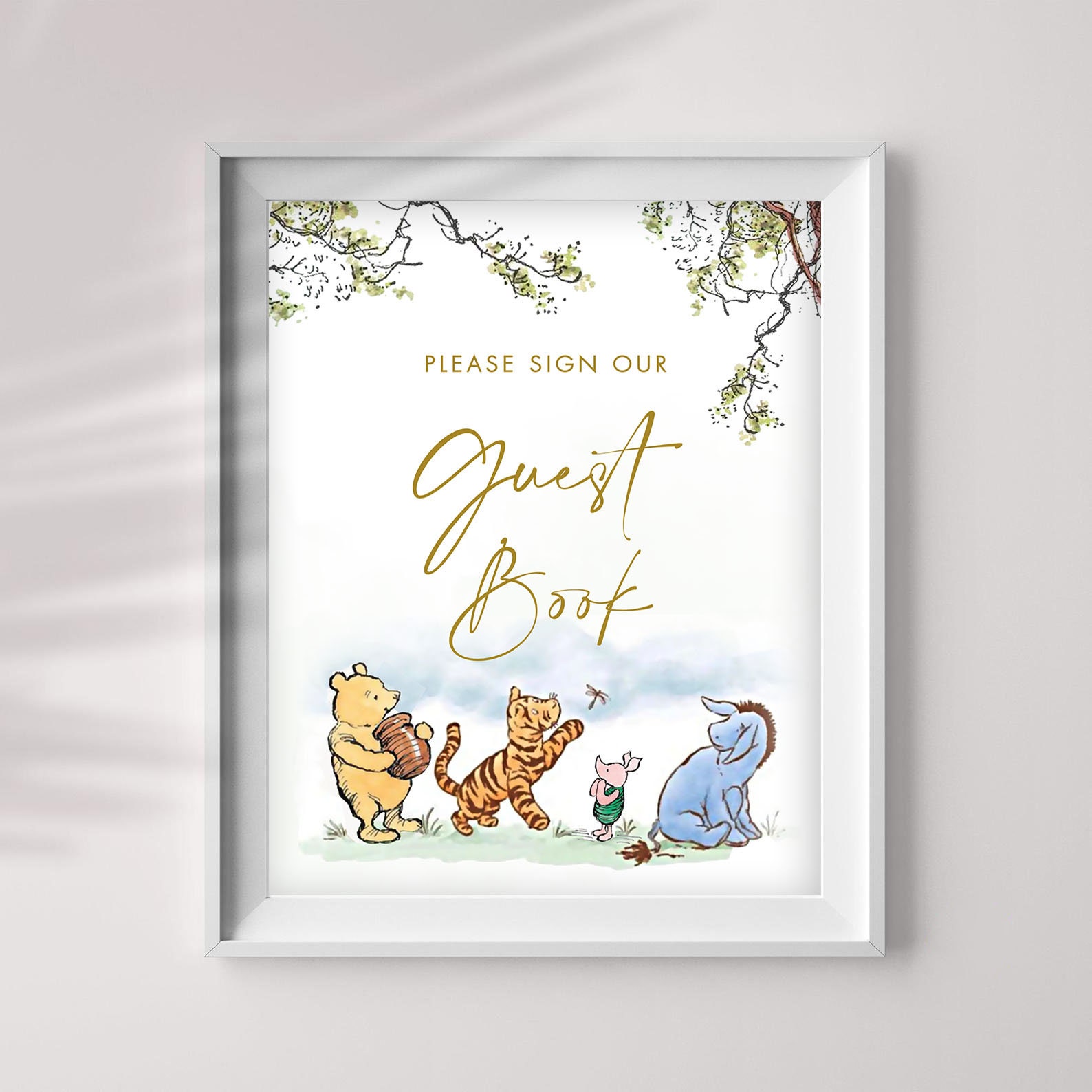 Classic Winnie The Pooh Guest Book Sign Printable Guest Book Etsy