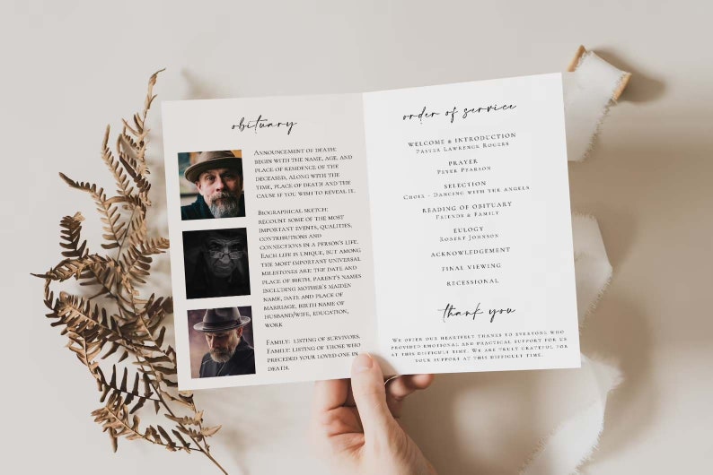 Recessional Message Printable Minimalist Celebration of Life Service Template - Etsy
