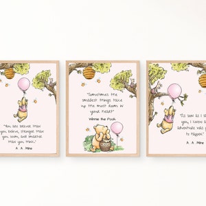 Winnie the Pooh, Pink Winnie the Pooh Quotes, Nursery Prints, Nursery ...