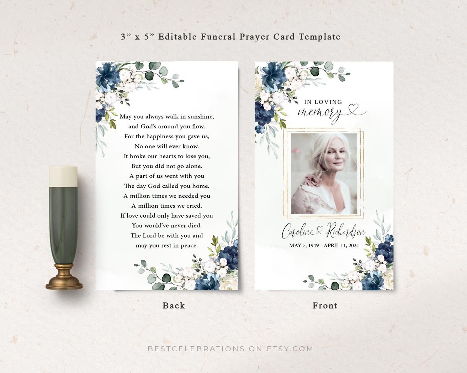 Navy Blue Funeral BUNDLE Set Memorial Package Celebration of Etsy