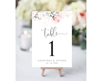Printable Table Numbers #067-TN INSTANT DOWNLOAD Spring Leaves Wedding Table Numbers Template 100% Editable Text