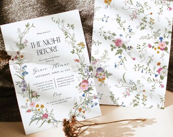 Vintage Floral Rehearsal Dinner Invitation Template (Instant Download)