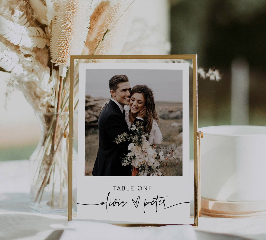 Wedding Photo Table Numbers, EDITABLE Minimalist Table Number, Modern ...