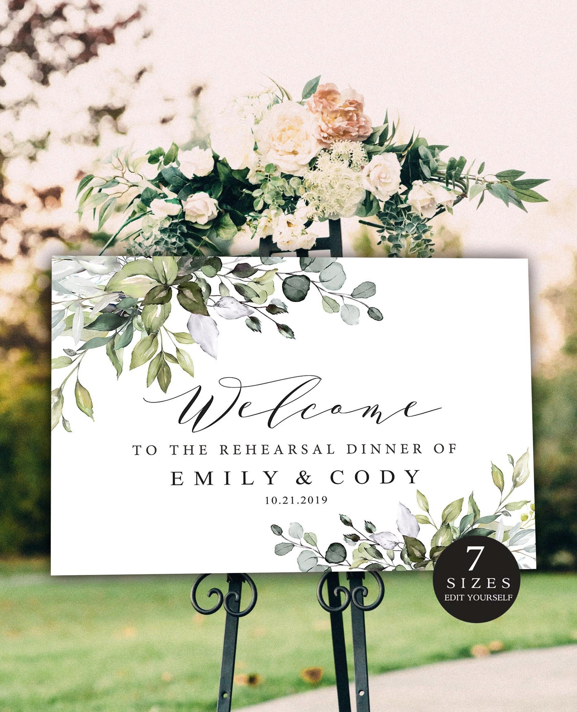 Editable Rehearsal Dinner Welcome Sign, Rehearsal Dinner Sign, Greene…