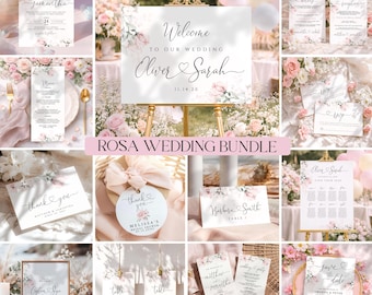 Floral Wedding Invitation Bundle, Editable Invitation Suite, Instant Download ROSA