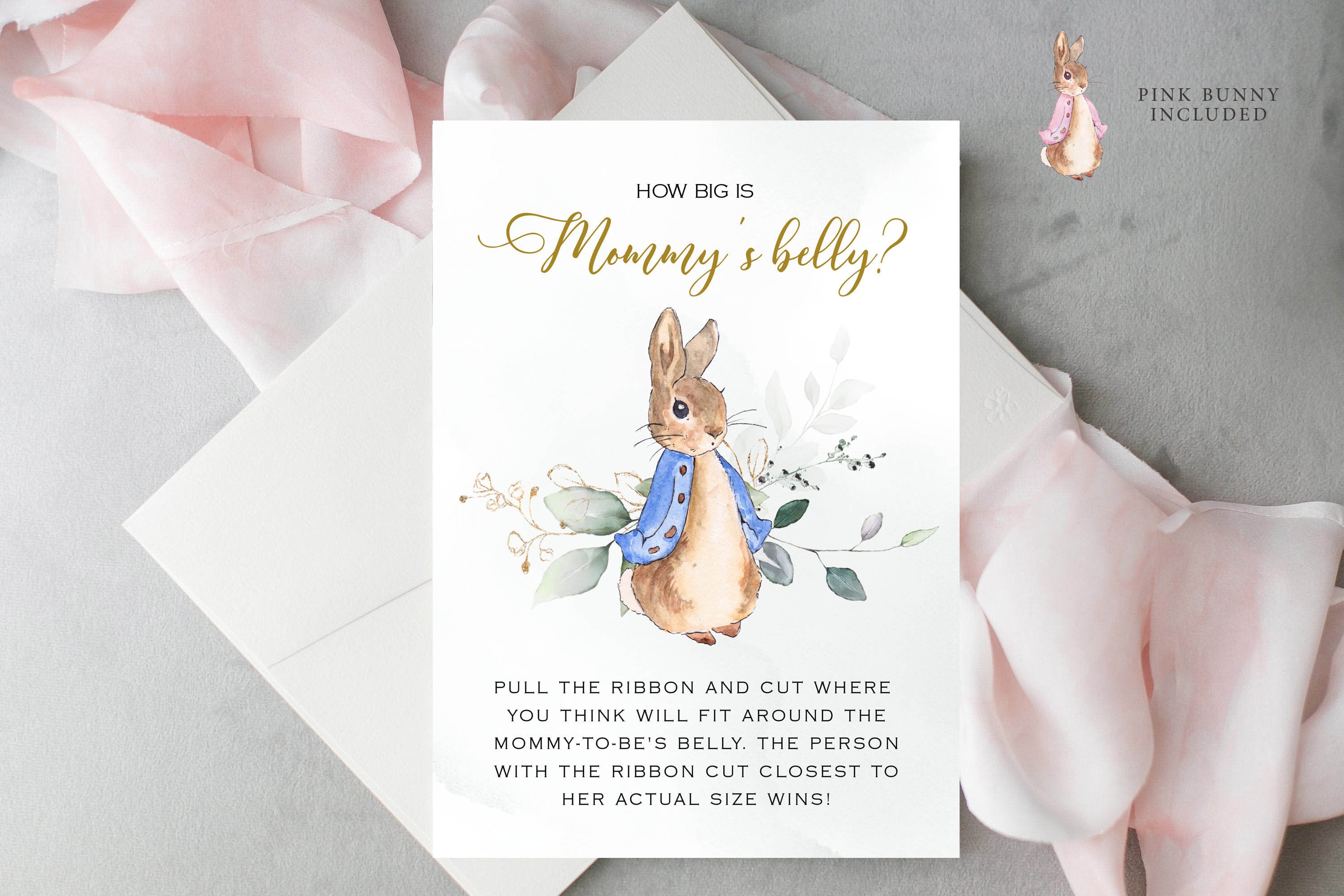 Peter Rabbit How big is mommy's belly, Mommy's Belly,  Baby Shower Game, Editable Template, Editable Baby Shower Game, Templett #PR
