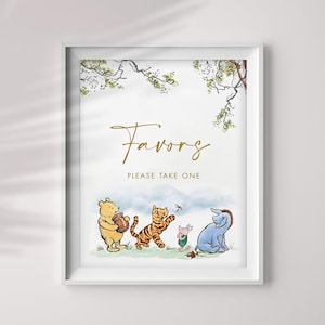 Classic Winnie The Pooh Favor Sign, Printable Party Sign Decorations, Instant Download, 8x10 Jpeg and Pdf, You Print, CWG