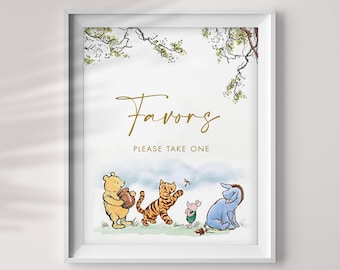 Classic Winnie The Pooh Favor Sign, Printable Party Sign Decorations, Instant Download, 8x10 Jpeg and Pdf, You Print, CWG