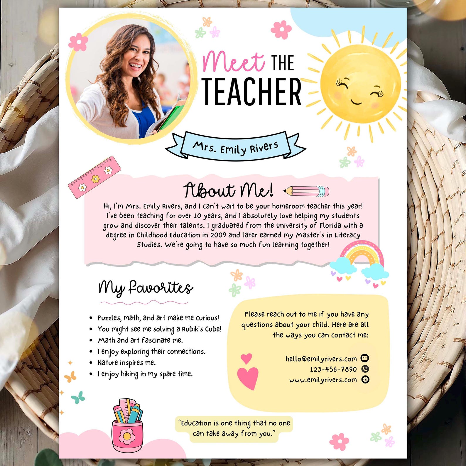 Editable Meet the Teacher Template: Back to School Teacher Intro (canva ...