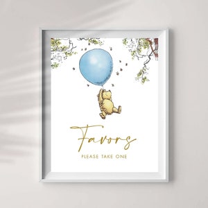 Classic Winnie The Pooh Favor/Favours Sign, Printable Party Sign Decorations, Instant Download, 8x10 Jpeg and Pdf, You Print, CB1