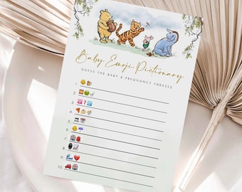 Winnie The Pooh Baby Shower Prediction Cards - Gender Neutral Baby Game With Wooden Box, 5x7 Inch Cards