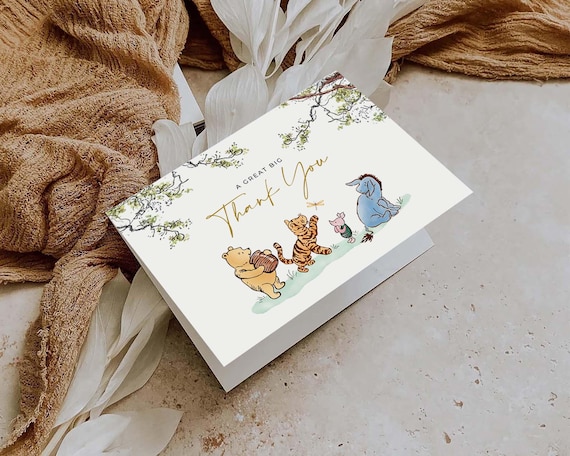 Classic Winnie the Pooh Thank You Card: Baby Shower Birthday