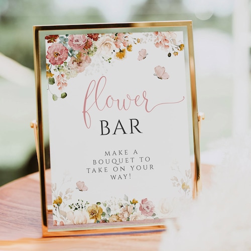 Flower Bar Sign Garden Flower Baby Shower Sign Baby Shower Etsy