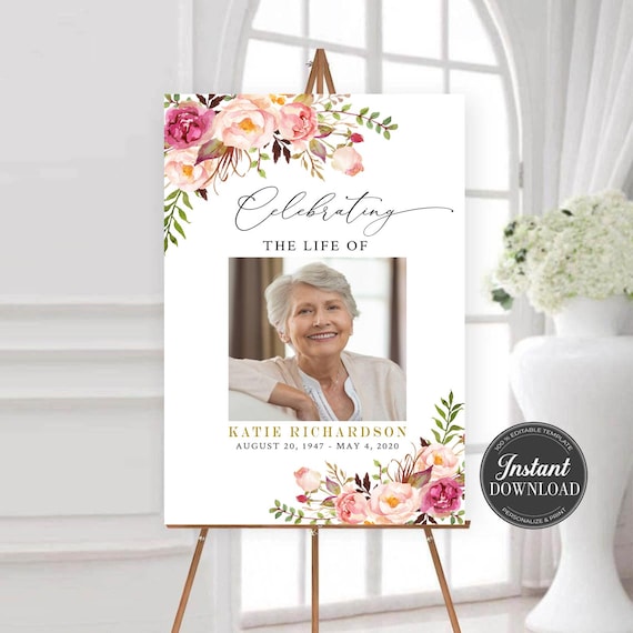 Personalized Funeral Welcome Sign, Celebrating The Life of Love One Poster  Sign, Memorial Sign, Celebration of Life Sign, Funeral Decor, Celebration