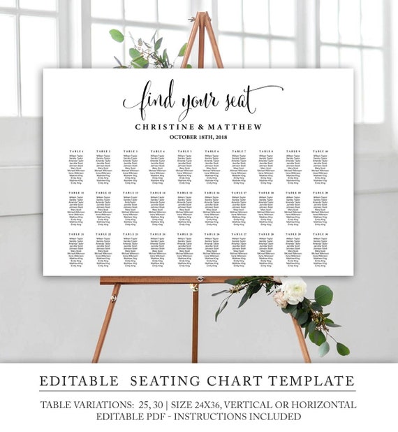 Etsy Seating Chart Template