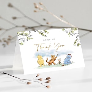 Classic Winnie The Pooh Thank You Card, Tent and Flat Thank You, Winnie Pooh Birthday, Classic Pooh Baby Shower Thank You, Templett, CWG image 6