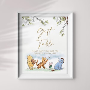 Tableau cadeau Winnie l'ourson classique, décorations imprimables de signe de fête, téléchargement immédiat, Jpeg et Pdf 8 x 10, à imprimer, CWG
