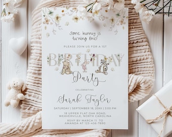 Winnie The Pooh Birthday Invitation: Gender Neutral, Editable Template WTPG