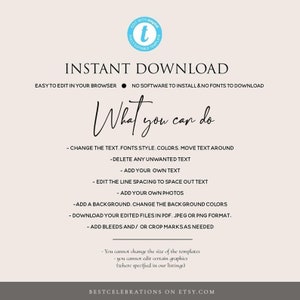 Black Wedding Invitation with QR Code, Minimal Wedding Invite Suite, Modern Invite, Simple Editable Invite Template, MM2 image 8