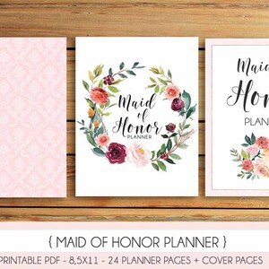 Maid of Honor Planner, Wedding Planner Printable, Bridesmaid Planner, Will You Be My Maid of Honor, PDF, DIY Notebook , PDF Download image 2