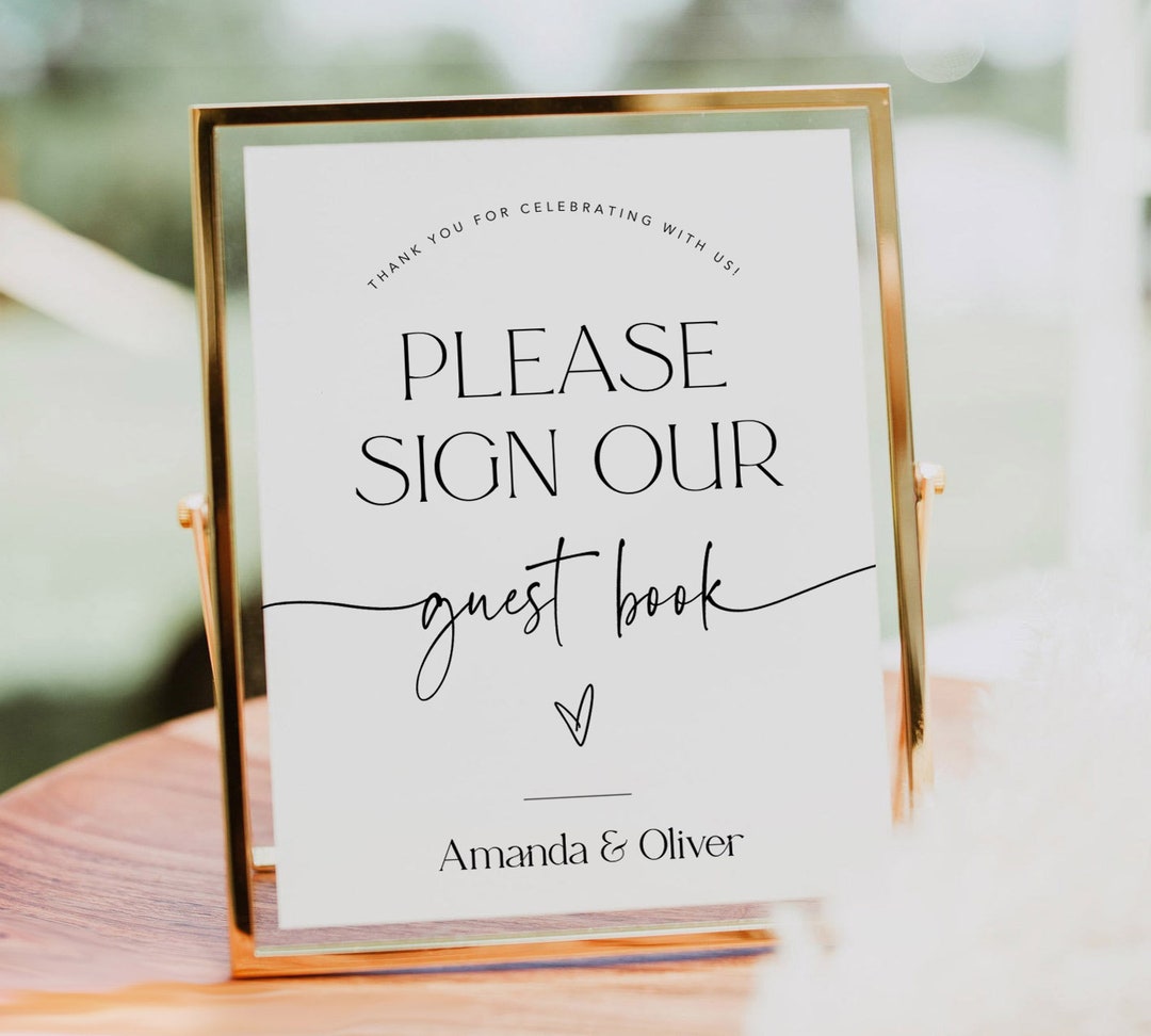 Minimalist Guest Book Table Sign: Editable Wedding Template (digital ...
