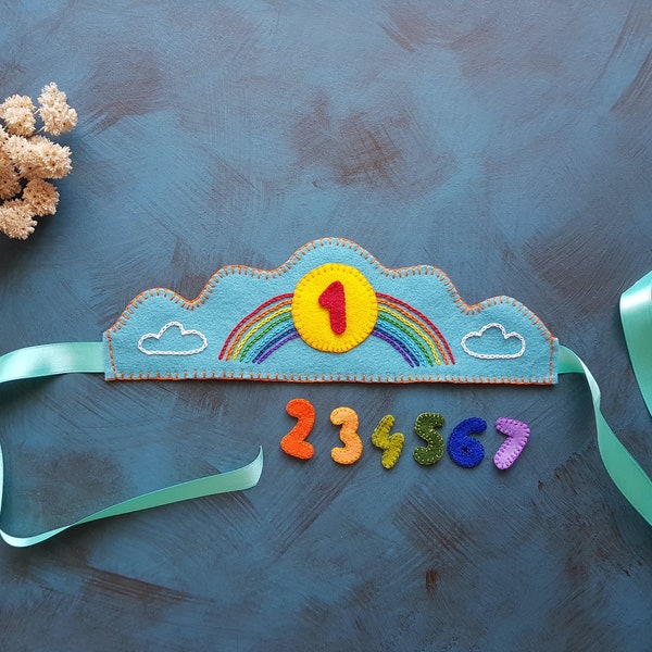 Waldorf Birthday Crown - Made to order - Rainbow Birthday Celebration - Felt Crown - Birthday Gifts for Children