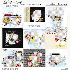 Schule Quick Pages Scrapbook Layouts, Memory Keeping Album (Digital PNG)