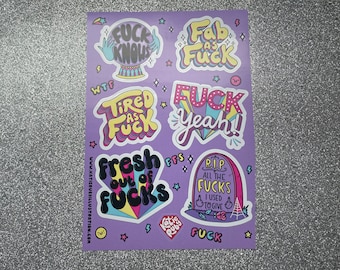 Fuck Vinyl A5 Sticker Sheet // Planner Stickers // Illustration Stickers // Typographic Stickers // Sweary Stickers