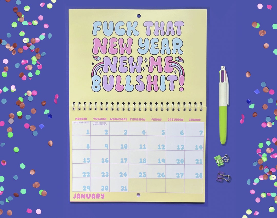 2024 Fuck Calendar Funny and Sweary Double Page Wall Etsy UK