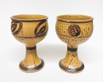 Vintage Ceramic Wine Glasses (Set of 2)