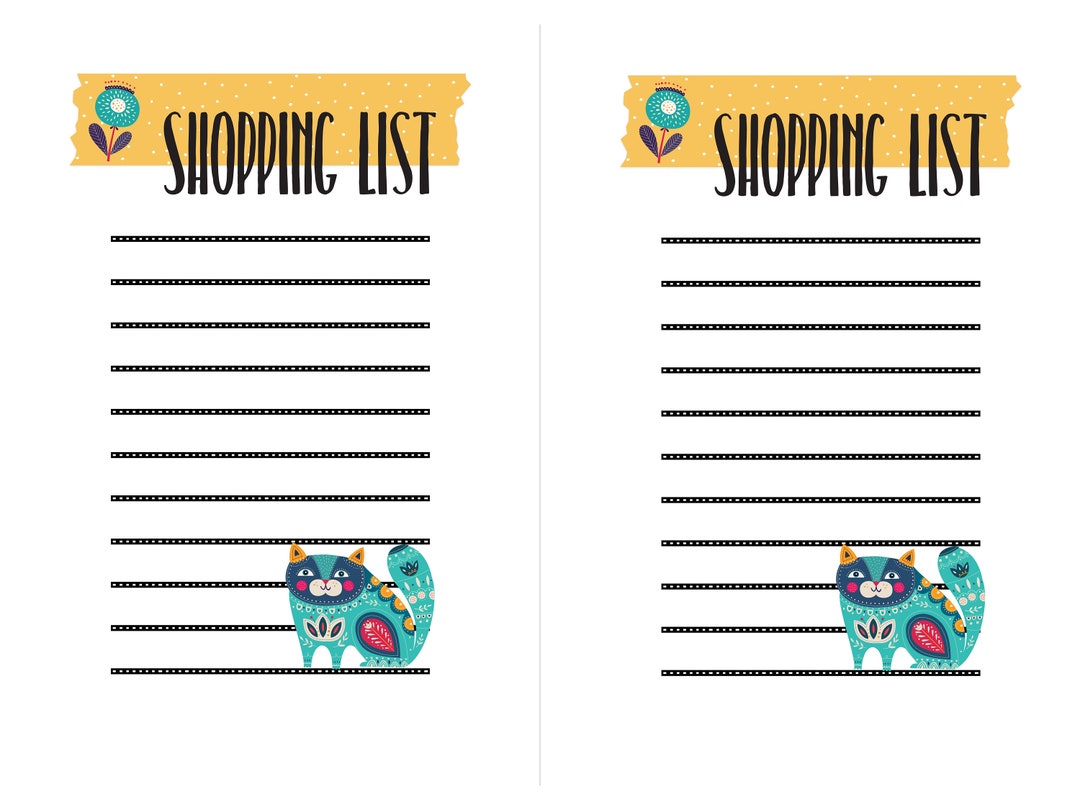 Cat Shopping List Digital Download Etsy