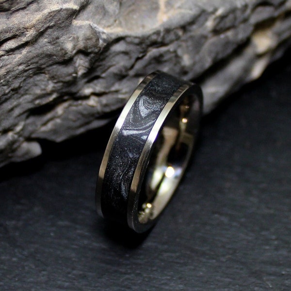 Titanium Polymer Clay Bentwood Ring Engagement Ring Wedding Band