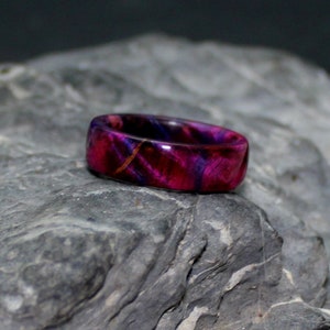 Stabilized Birch Wood Purple/Blue Bentwood Wooden Ring Wedding Ring Engagement Ring