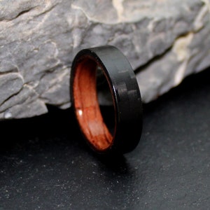 Wooden ring Bubinga rosewood Carbon Bentwood, carbon fiber ring, engagement ring wood