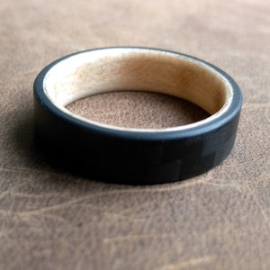 Wooden ring curly maple carbon bentwood image 2